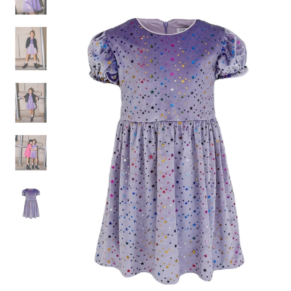 Lola and the boys lavender sky velour star dress size 10